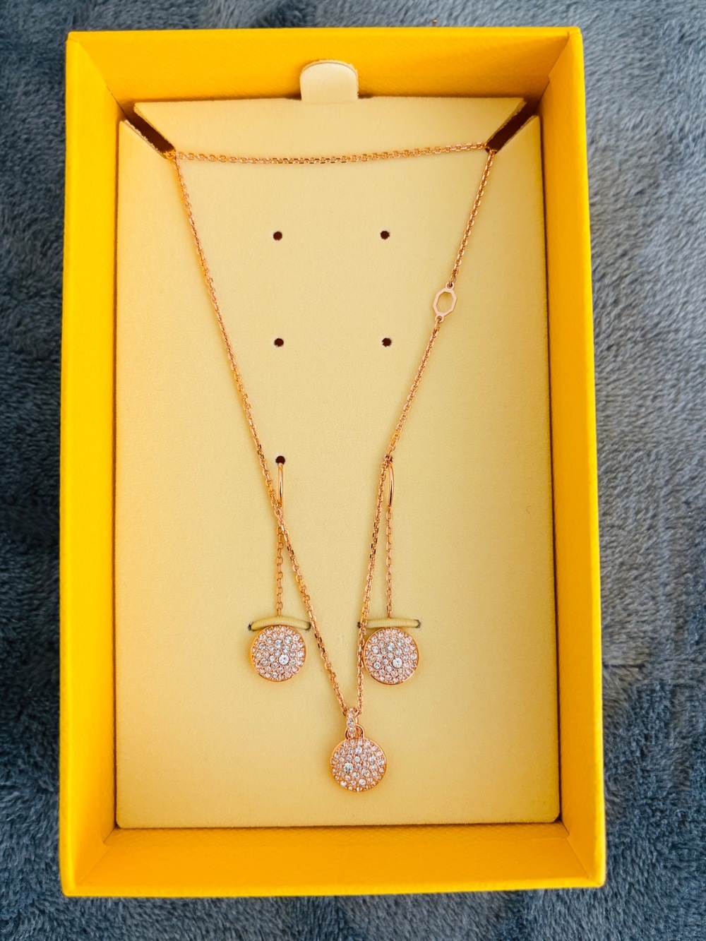 NEW Authentic SWAROVSKI Rose Gold Crystal Meteora Earring & Necklace 5683451